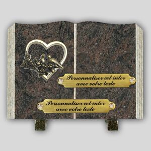 La Boutique Funeraire Livre Funeraire Granit Himalaya - Coeur avec colombe et s personnalisables