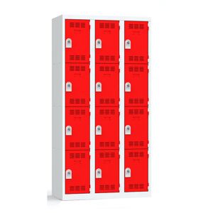 P.HENRY Vestiaire 3 colonnes - 4 cases - Gris perle et rouge - Publicité