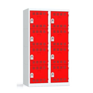 P.HENRY Vestiaire 2 colonnes - 4 cases - Gris perle et rouge - Publicité
