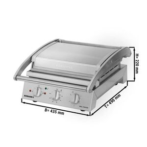 GGM Gastro - ROBAND Grill de contact Grill a hamburgers - 2,2 kW - Rainure en haut & lisse en bas - Surface de cuisson : 375x275mm Argent