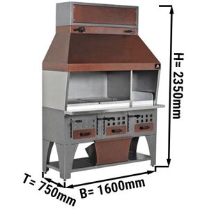 GGM Gastro - Grill mural au charbon de bois - 1,6 m Argent / Cuivre