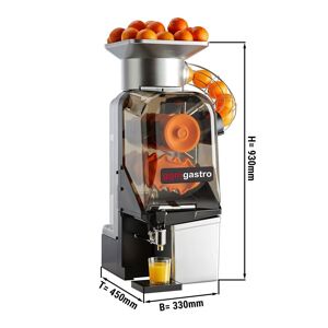 GGM Gastro - Presse-oranges electrique - Argent - Alimentation automatique en fruits - Robinet de vidange & mode de nettoyage inclus Noir / Gris / Orange