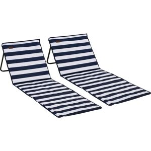 Outsunny - Lot de 2 tapis de plage rembourrés pliables - matelas de plage - dossier inclinable, rangement - métal polyester blanc bleu - Publicité