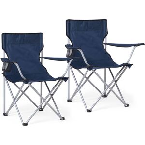 Lot de 2 Chaise de Camping Pliable avec Porte-Gobelet , Portable, Extérieure pour Plage, Voyage, Pêche, Barbecue - Bleu foncé - Mondeer - Publicité