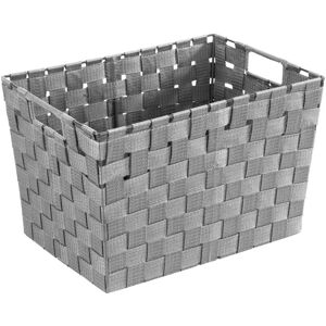 WENKO Panier salle de bain avec poignée Adria M, petite boite de rangement salle de bain, Polypropylène, 35x22x25,5 cm, gris - Gris - Publicité