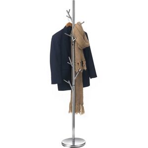 Idimex Porte-manteaux zeno portant à vêtements sur pied en forme d'arbre avec 6 crochets sur différentes hauteurs, en métal chromé - Chromé - Publicité