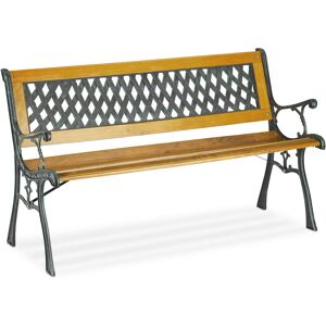 Banc de jardin, 2 sièges, bois, fonte, balcon et terrasse, rustique, HxLxP 73 x 125 x 52 cm, nature/vert - Relaxdays - Publicité