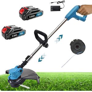 TEETOK Strimmers électriques, Strimmer de coupe-herbe sans fil + 1 bobine de remplacement (avec ligne) + 2x3000mAh Battery + Charger , compatible avec la - Publicité