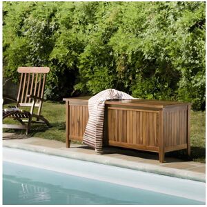 Macabane HANNA Coffre de jardin piscine en bois teck huile 165x55cm