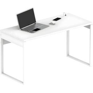 Pegane Bureau coloris blanc - Hauteur 76 x Longueur 135 x Profondeur 60 cm