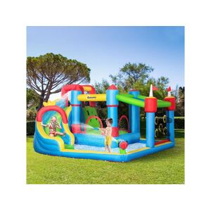 Outsunny Chateau gonflable structure gonflable aire de jeux 3-8 ans avec gonfleur et sac de transport 390 x 300 x 197 cm - multicolore