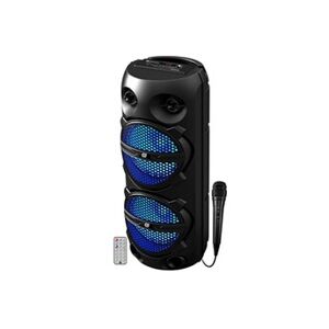 Gemsound Enceinte DJ Mobile sur batterie GS208, 300W, Boomers 20cm à LED RVB, USB Bluetooth,SD, Radio FM,TWS, Microphone filaire - Publicité