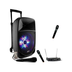 Party Light & Sound Pack Karaoké PARTY - Enceinte Bluetooth Nomade 500W LED USB SD FM MP3 - 2 Micros Sans Fils - Publicité