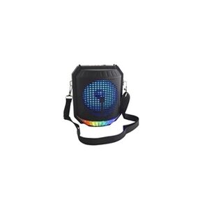 Inovalley Enceinte lumineuse karaoké Bluetooth 20W Lumiere LED multicolore Port USB Radio FM Entrée micro - Publicité