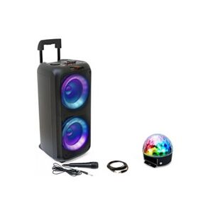 Ibiza Sound Pack Karaoké Enceinte Bluetooth 600W sur Batterie USB AUX SD TWS - Effet Lumière Astro Cadeau Anniversaire Enfant Musique Boum - Publicité
