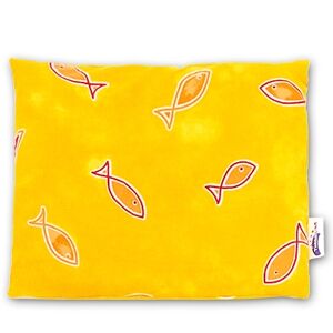 THERALINE Coussin aux Noyaux de Cerise 23 x 26 cm Design 49 Poissons jaune