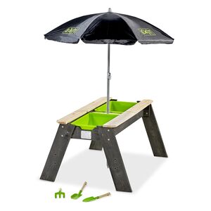 EXIT TOYS EXIT Table de jeux d'eau et sable Aksent parasol, outils de jardinage bois