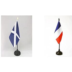 AZ FLAG Drapeau de Table Ecosse 15x10cm Petit Drapeaux DE Bureau écossais 10 x 15 cm Pointe dorée & Drapeau de Table France 15x10cm Petit Drapeaux DE Bureau français 10 x 15 cm - Publicité