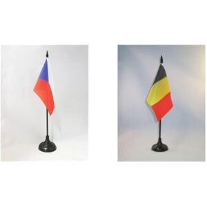 AZ FLAG Drapeau de Table République tchèque 15x10cm Petit Drapeaux DE Bureau tchèque 10 x 15 cm & Drapeau de table Belgique 15x10cm PETIT Drapeaux DE BUREAU belge 10 x 15 cm - Publicité