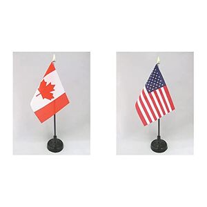 AZ FLAG Drapeau de Table Canada 15x10cm Petit Drapeaux DE Bureau Canadien 10 x 15 cm Pointe dorée & Drapeau de Table Etats-Unis 15x10cm USA 10 x 15 cm Pointe dorée - Publicité