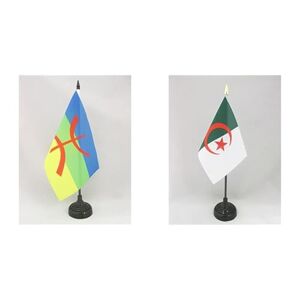 AZ FLAG Drapeau de table Kabylie 21x14cm PETIT Drapeaux DE BUREAU kabyle Algérie berbère 14 x 21 cm & Drapeau de table Algérie 15x10cm PETIT Drapeaux DE BUREAU algérien 10 x 15 cm pointe dorée - Publicité