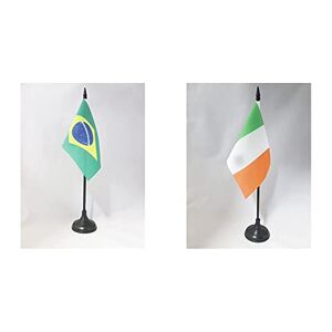 AZ FLAG Drapeau de Table Brésil 15x10cm Petit Drapeaux DE Bureau brésilien 10 x 15 cm & Drapeau de Table Irlande 15x10cm Petit Drapeaux DE Bureau Irlandais 10 x 15 cm - Publicité