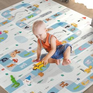 DICAO Baby Play Mat Foldable, Double-Sided Crawling Mat Kids Waterproof Portable Mat, Anti-Slip Reversible Large Activity Play Mat for Children in Bedroom, Nursery & Playroom   200 x180x1CM - Publicité