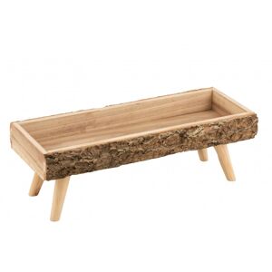 LANADECO Cache-pot sur pied rectangle bois naturel L54,5cm