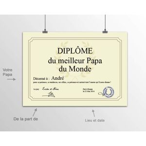 Cadeaux.com Diplôme personnalise - Meilleur Papa