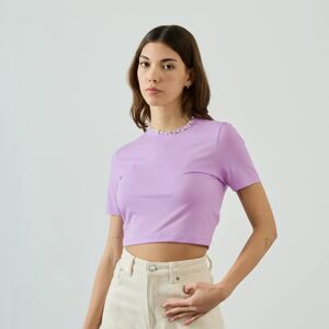 Nike Top Crop Slim lilas/blanc l femme