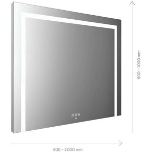 Miroir lumineux Emco Mi 220+ LED 104080009000300 800 x 900 mm, avec 3 decoupes lumineuses en haut, a droite et a gauche