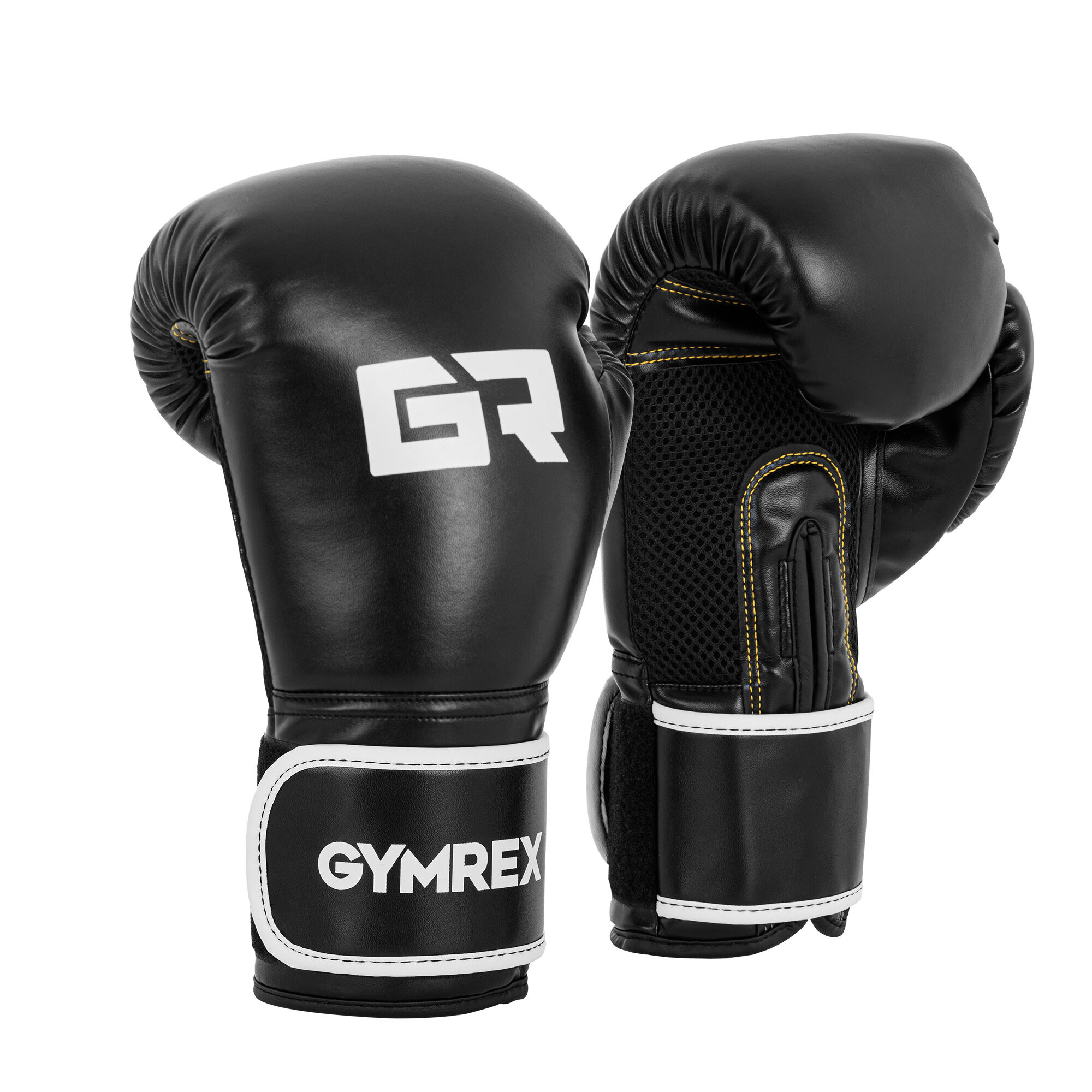 Gymrex Boxing Gloves - 12 oz - interior mesh - black