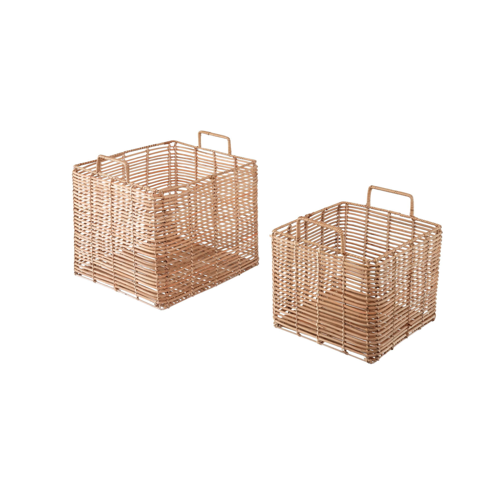 Kave Home Dalina set of 2 square 100% rattan baskets