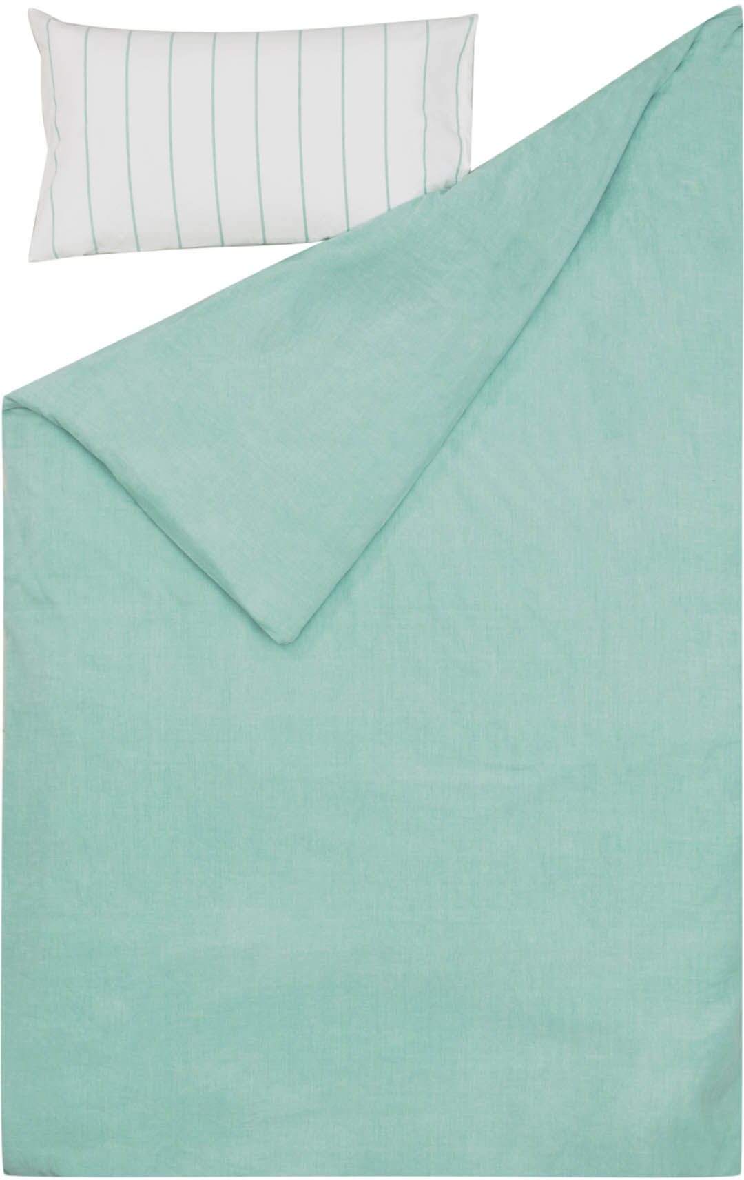 Kave Home Gaitana duvet cover, sheet & pillowcase set in turquoise GOTS-certified cotton 90 x 190 cm