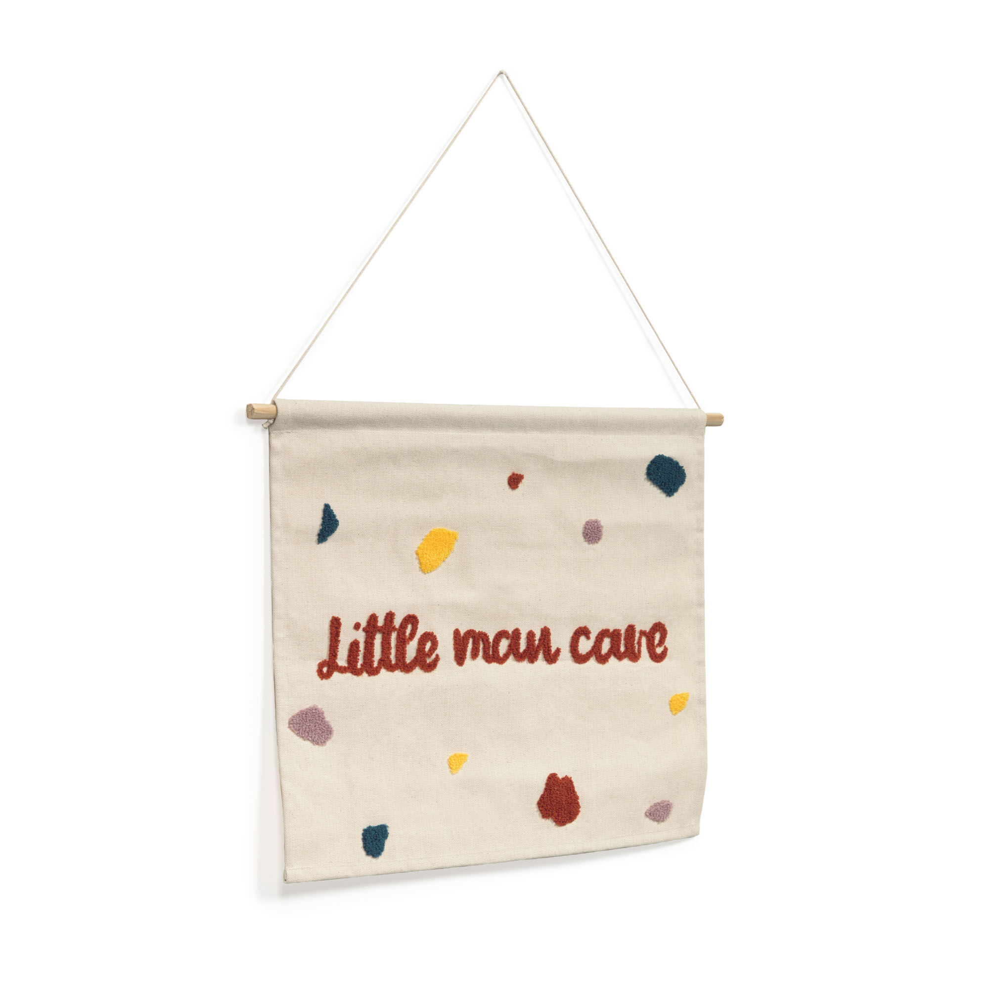 Kave Home Nerta 100% cotton little man cave wall tapestry, multi-coloured 35 x 45 cm