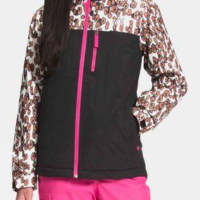 The North Face Youth Snowquest Plus Insulated Jacket Pinecone Brown Leopard Print Size: (L)