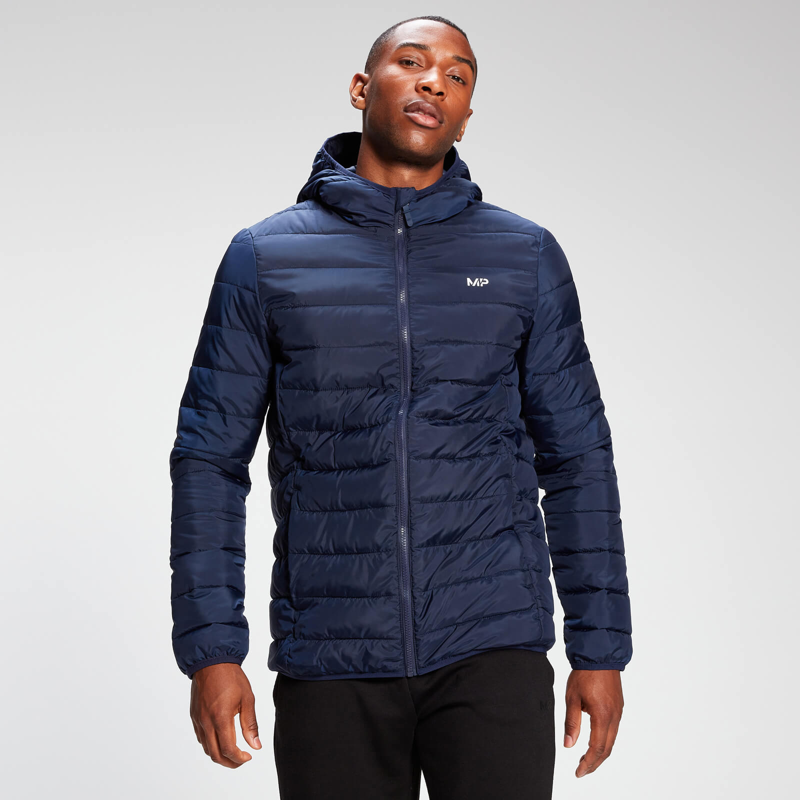 MP Men's Lightweight Hooded Packable Puffer Jacket - Navy - S