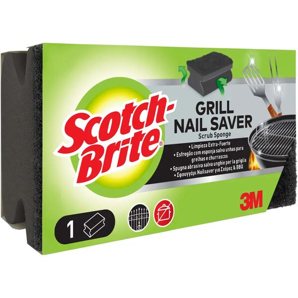 3m spugna scotch brite per bbq e grill abrasiva e salvaunghie nera 1 pezzo