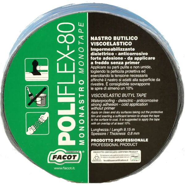 facot nastro butilico  poliflex-80 per tubazioni interrate e aeree h 50 mm 9,15 m