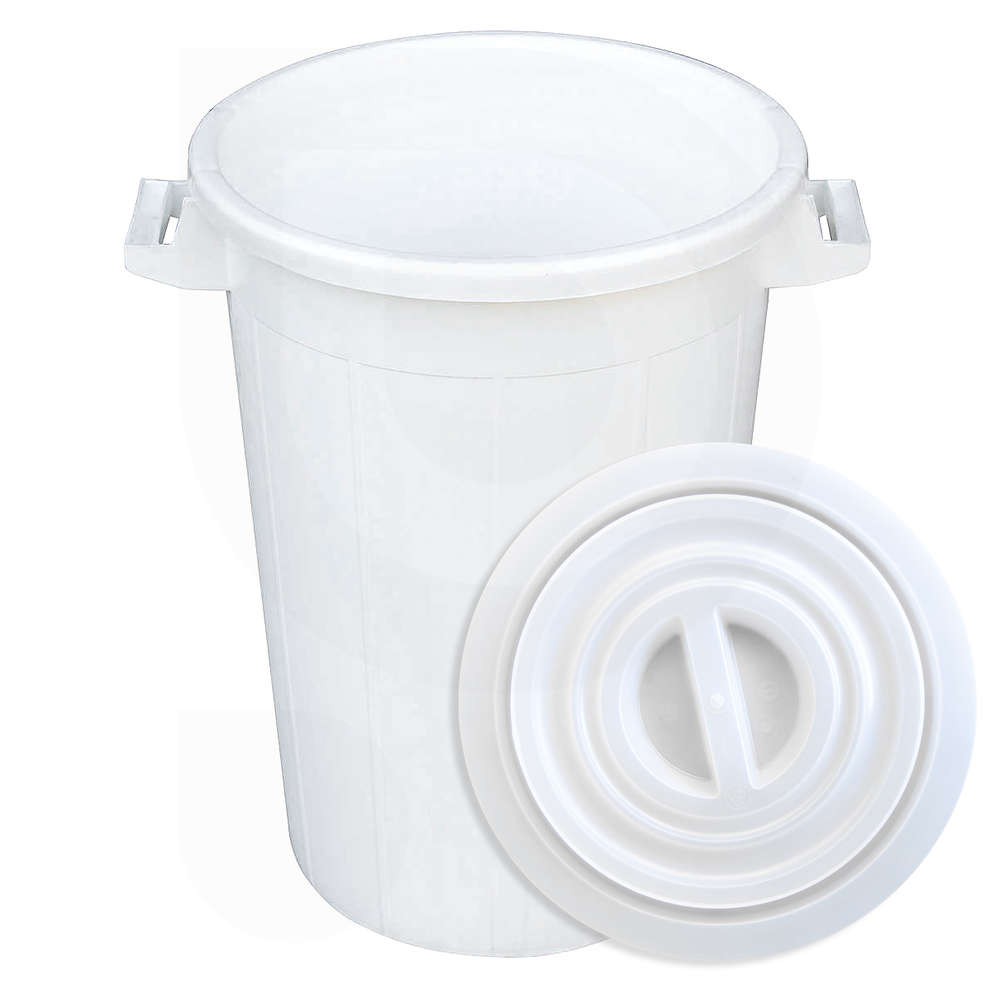 Polsinelli Bidone bianco 50 L alimentare con coperchio