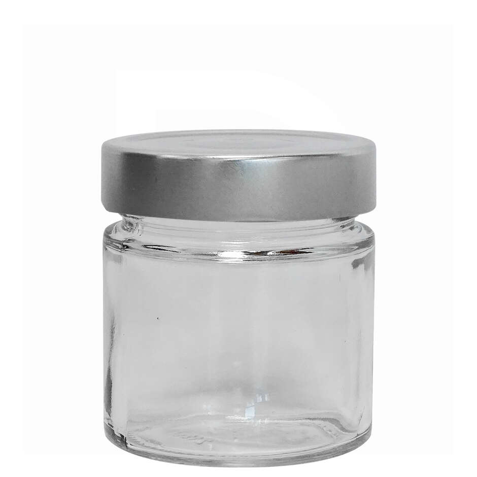 Polsinelli Vasetto in vetro ERGO 212 mL con tappo flip alto argento (24