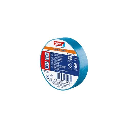 TESA 53988 Nastro isolante professionale in PVC per applicazione elettriche Blu 33mt x 19 mm