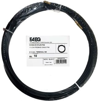 Faeg FG25910. Sonda in nylon con terminale svitabile 4mm, lunga 10M NERA