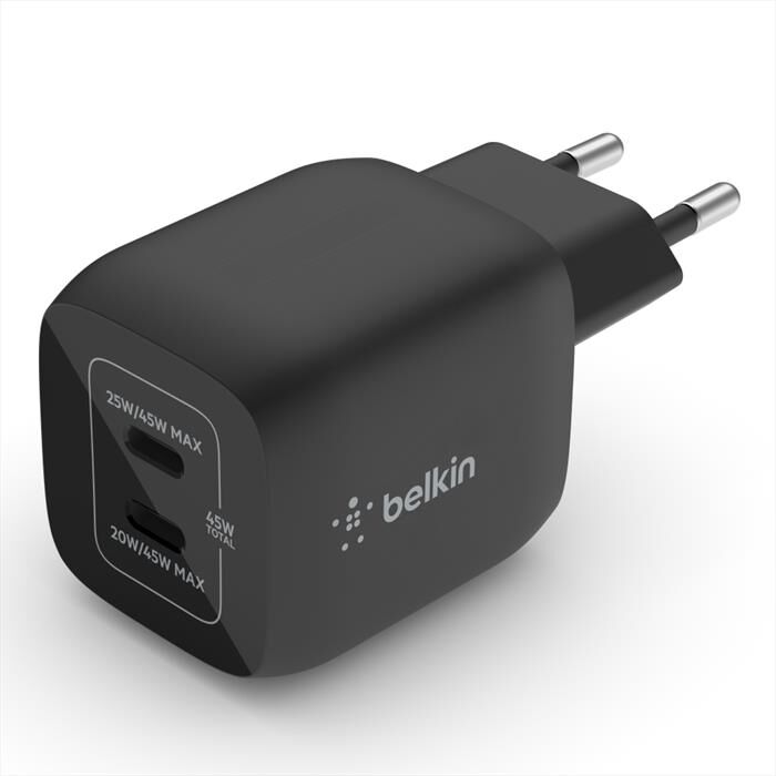 Belkin Caricabatteria Da Parete Doppio Gan Usb-c Pps 45w-nero