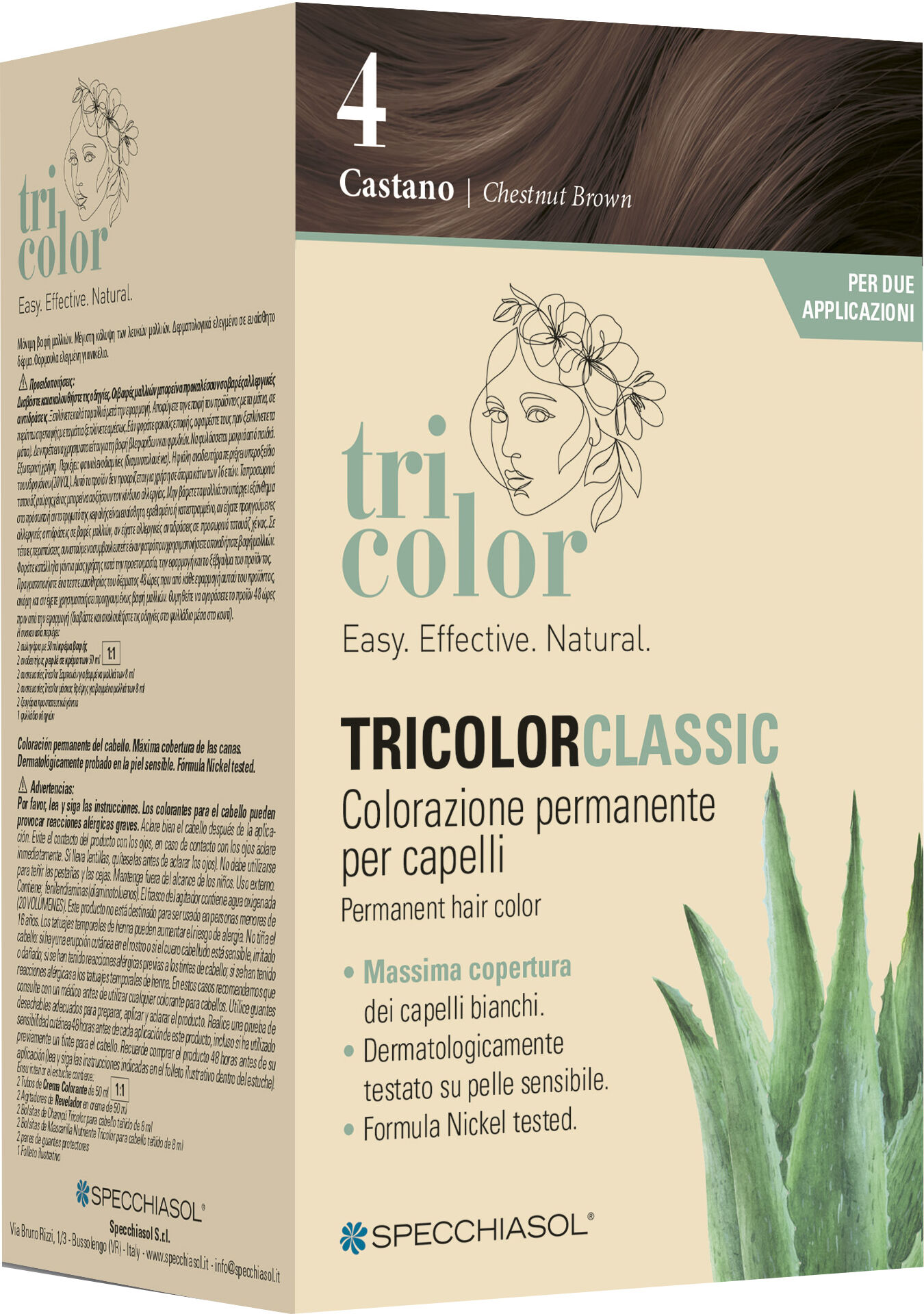 tricolor classic 4 castano 2 tubi 50 ml + 2 shaker 50 ml + 4 bustine 8 ml