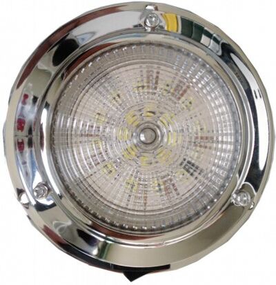 Plafoniera in acciaio inox con 20 LED bianchi e interruttore 140