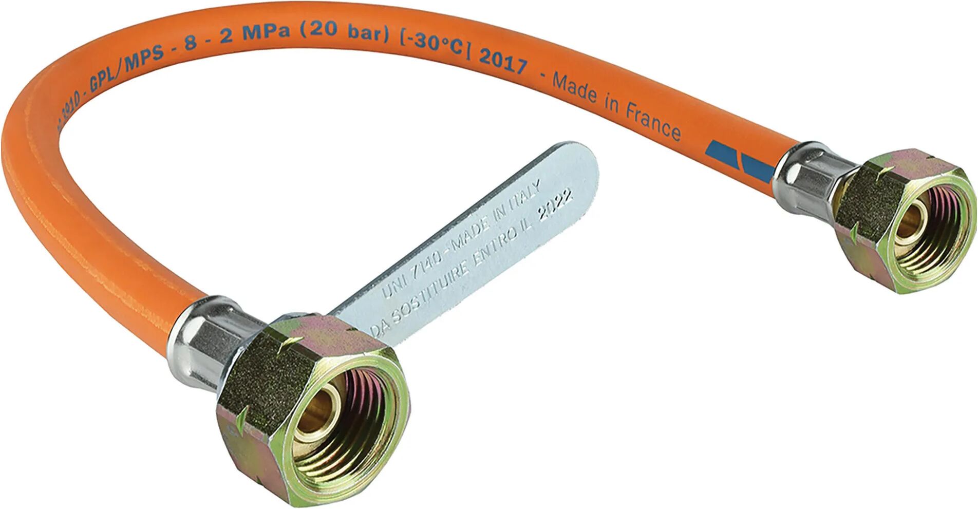 Faid TUBO GAS GPL RETINATO ALTA PRESSIONE L 100 cm FF 1/2'' GUAINA ARANCIO