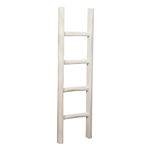 Biscottini Badhanddoekenladder, 100 x 6 x 30 cm, decoratieve houten ladder, bruikbaar als rustbak voor de slaapkamer of handdoekladder, shabby decoratieve houten ladder