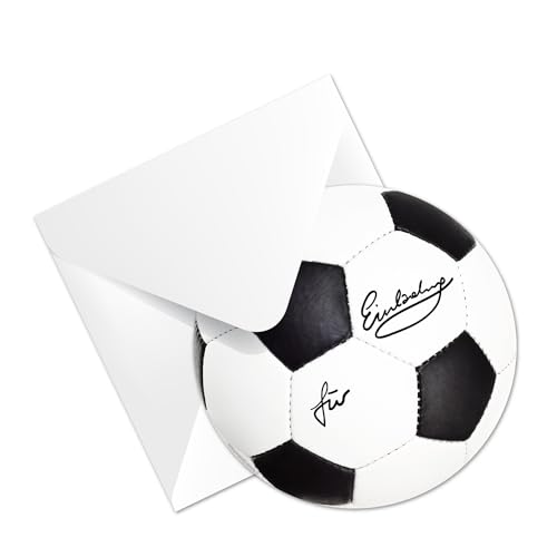 Kigebu 12 uitnodigingskaarten voor kinderverjaardag voetbal, de kinderverjaardagsuitnodiging voor alle voetballiefhebbers jongens en meisjes (12 uitnodigingskaarten met 12 witte enveloppen)