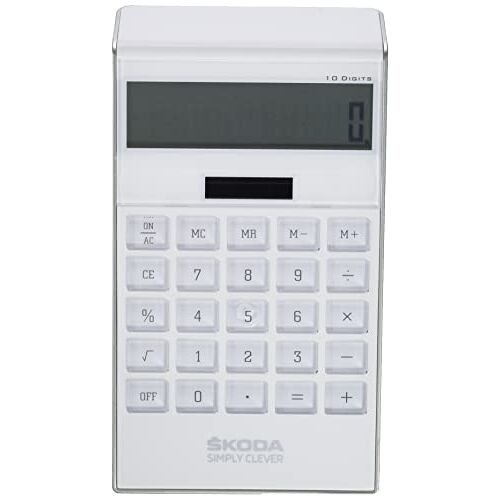 Skoda MVF18-067 rekenmachine op zonne-energie, tafelrekenmachine, wit